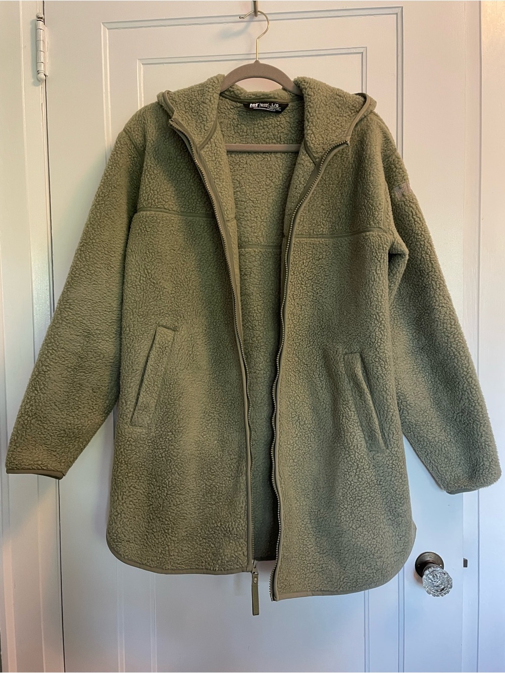 Women's Sage Green Sherpa Fleece Jacket with Hood